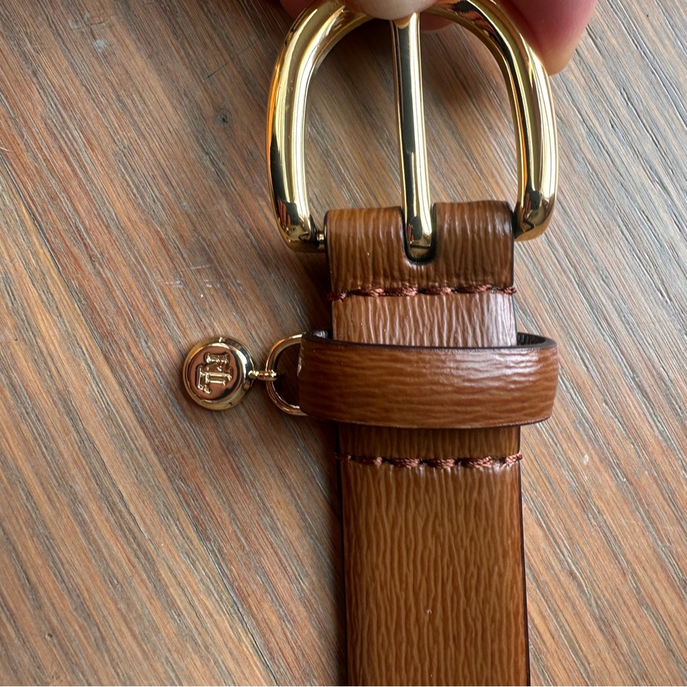 Ralph Lauren Tan Leather Belt with Gold Buckle